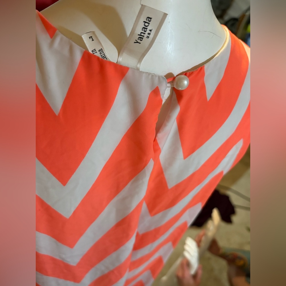 Vibrant Orange and White Chevron Top